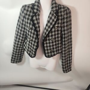 Miss Selfridge Black and White Houndstooth Patterned Blazer Size 8